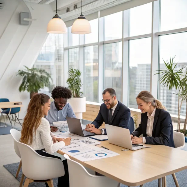 Equipe da empresa representando missão e valores fundamentais